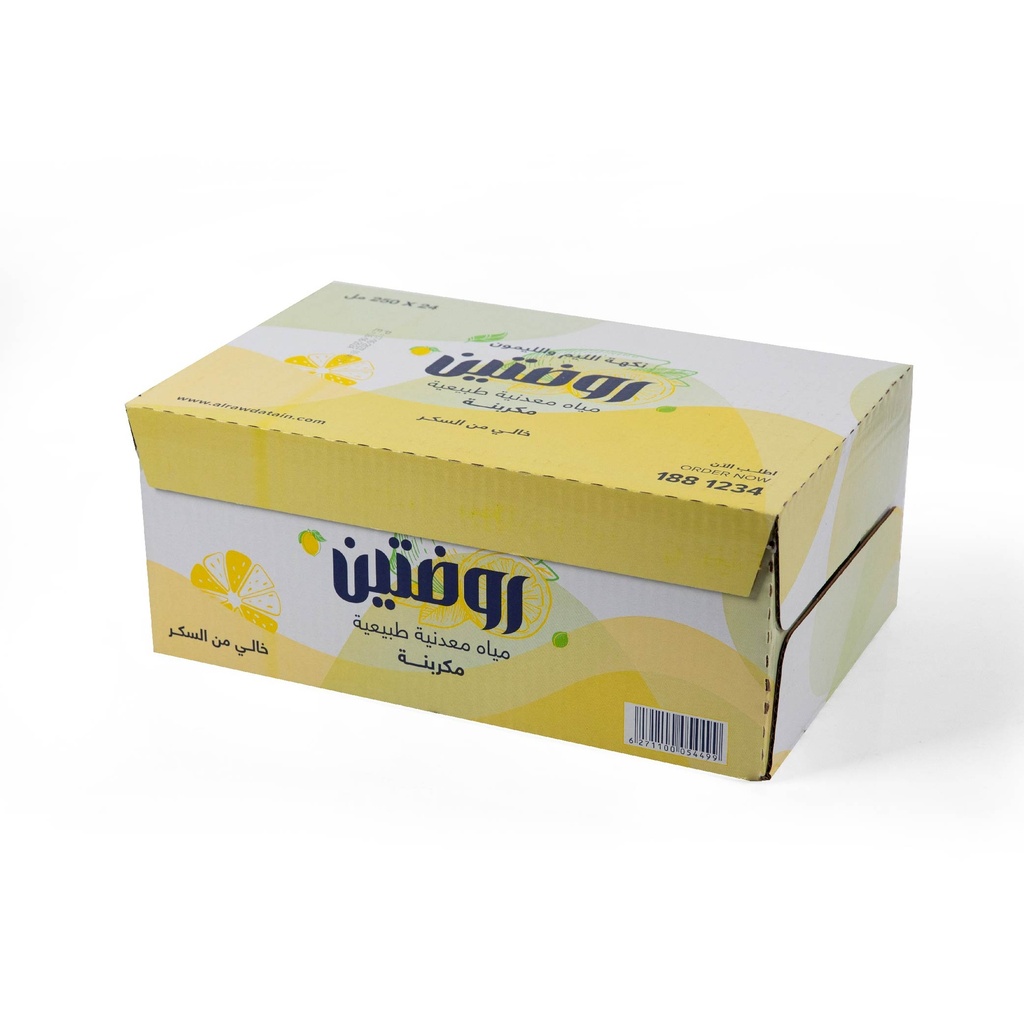 CARBONATED WATER LEMON CANS 250 ML 24 PC Al Rawdatain